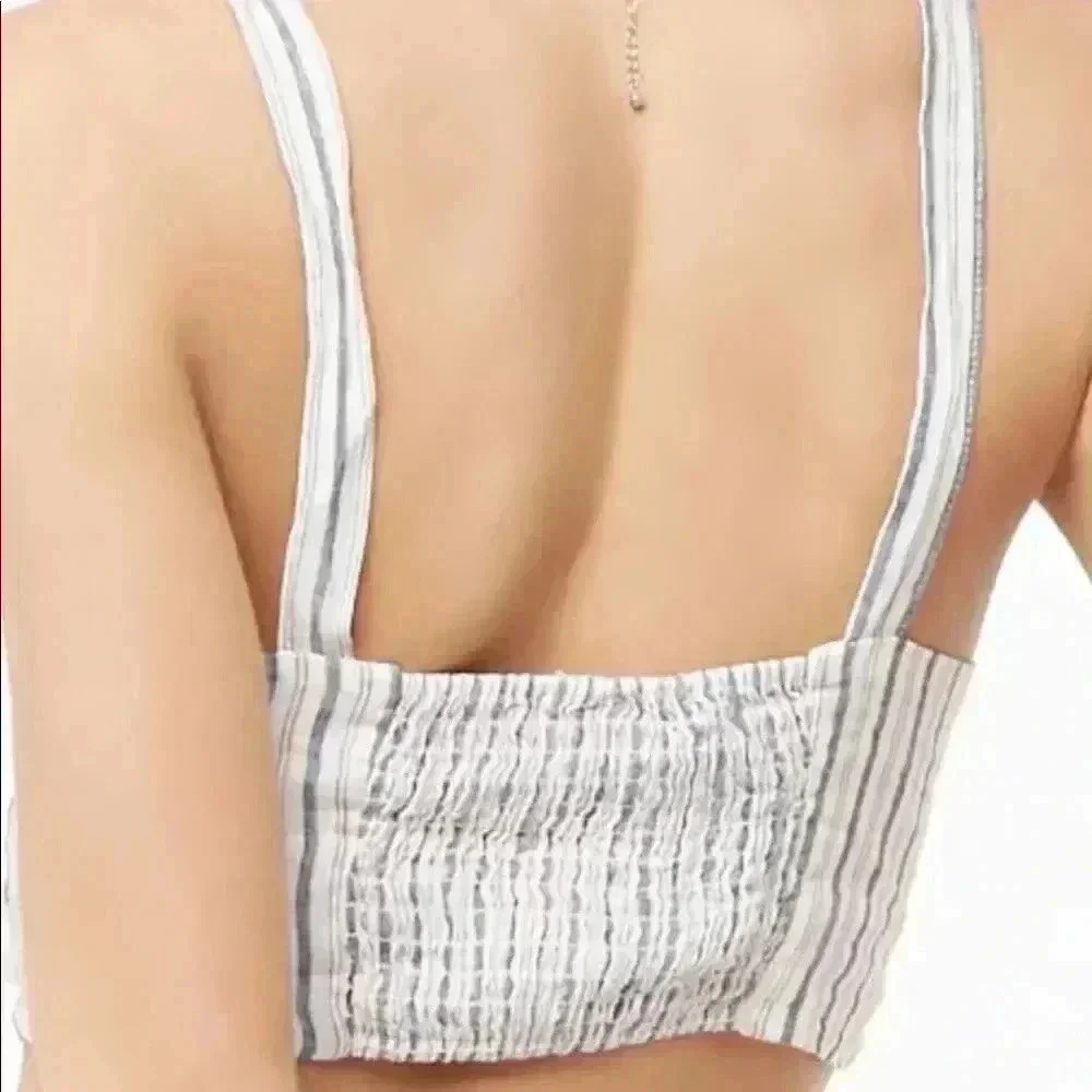 🆕Forever 21 Stripes Woven Crop-Top L🆕 - Picture 4 of 8